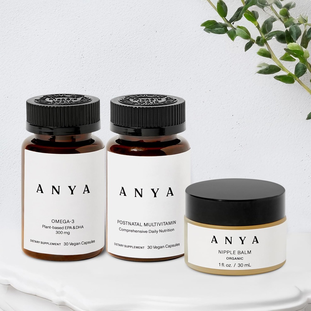 ANYA Multivitamin + Balzám bradavka Postpartum Essentials pro ženy, Postnatální doplňky pro kojení
