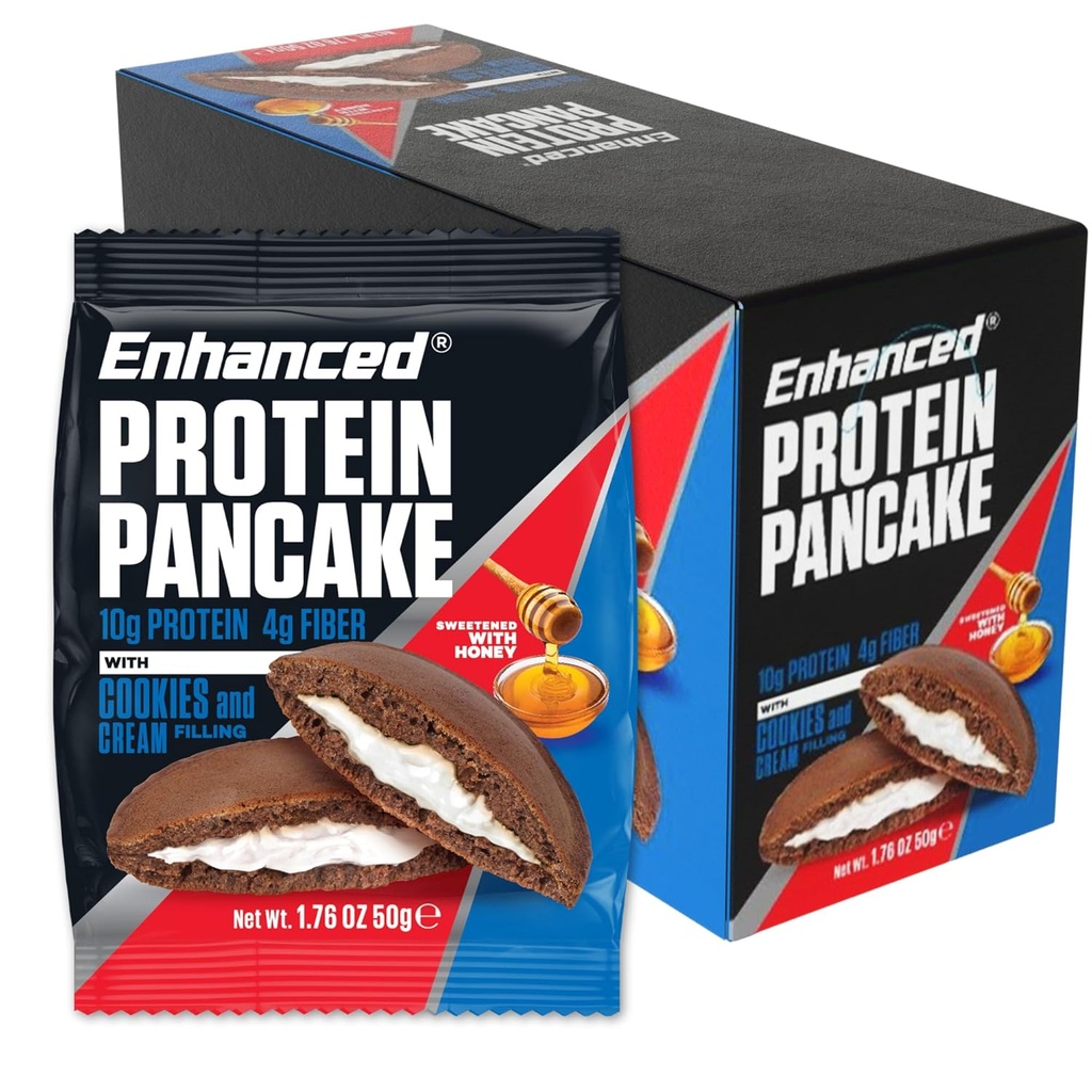 Enhanced Labs Protein Palačinky jít - Cookies & Cream (balení po 10) - Nízké sacharidy, Nízký cukr, Nízký kalorie, Vysoký protein, Keto- Friendly - Připraven jíst Snack