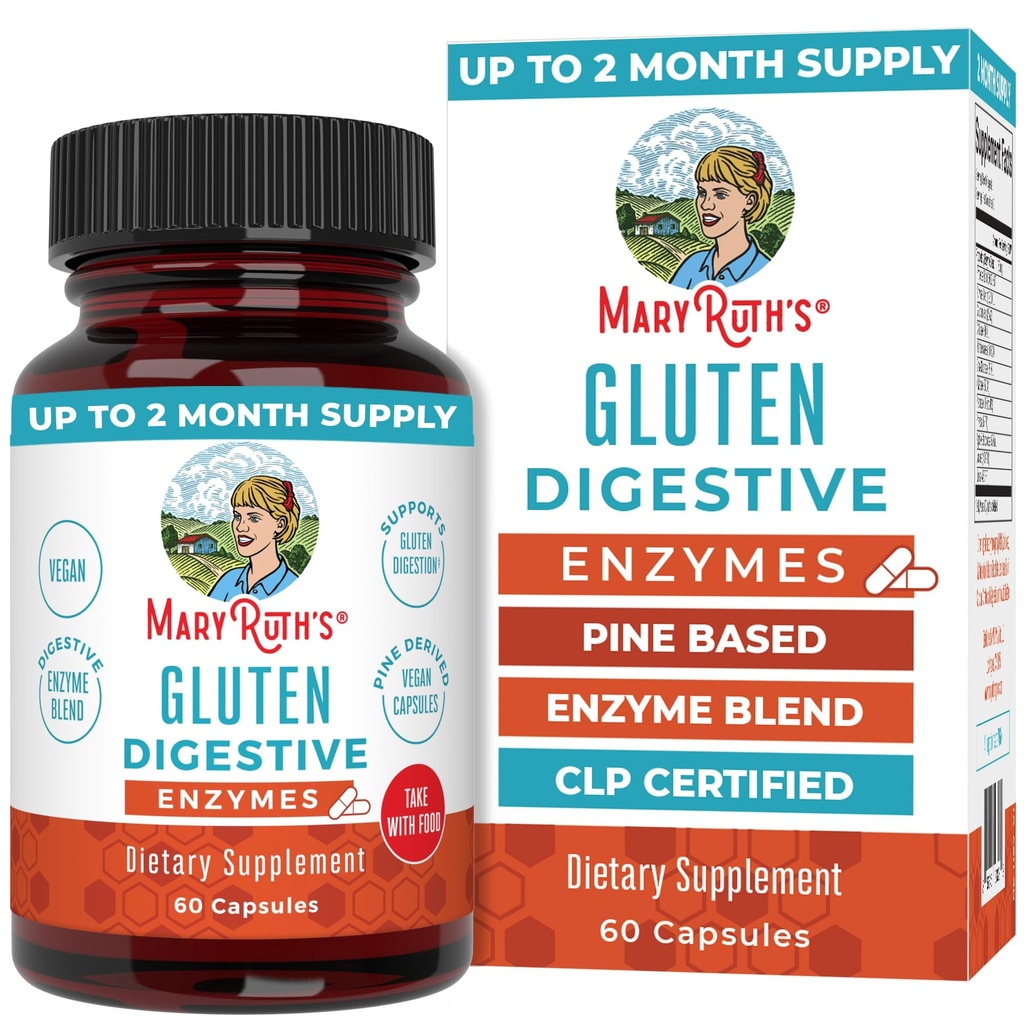 MaryRuth Organics Gluten Enzymy Kapsle 124; Enzym dodatek pro Gut Health Support CLAS124; Gluten Digestion CLAS124; & Nutrient Absorption CLAS124; Vegan CLAS124; Gluten Free CLAS124; 60 Počet