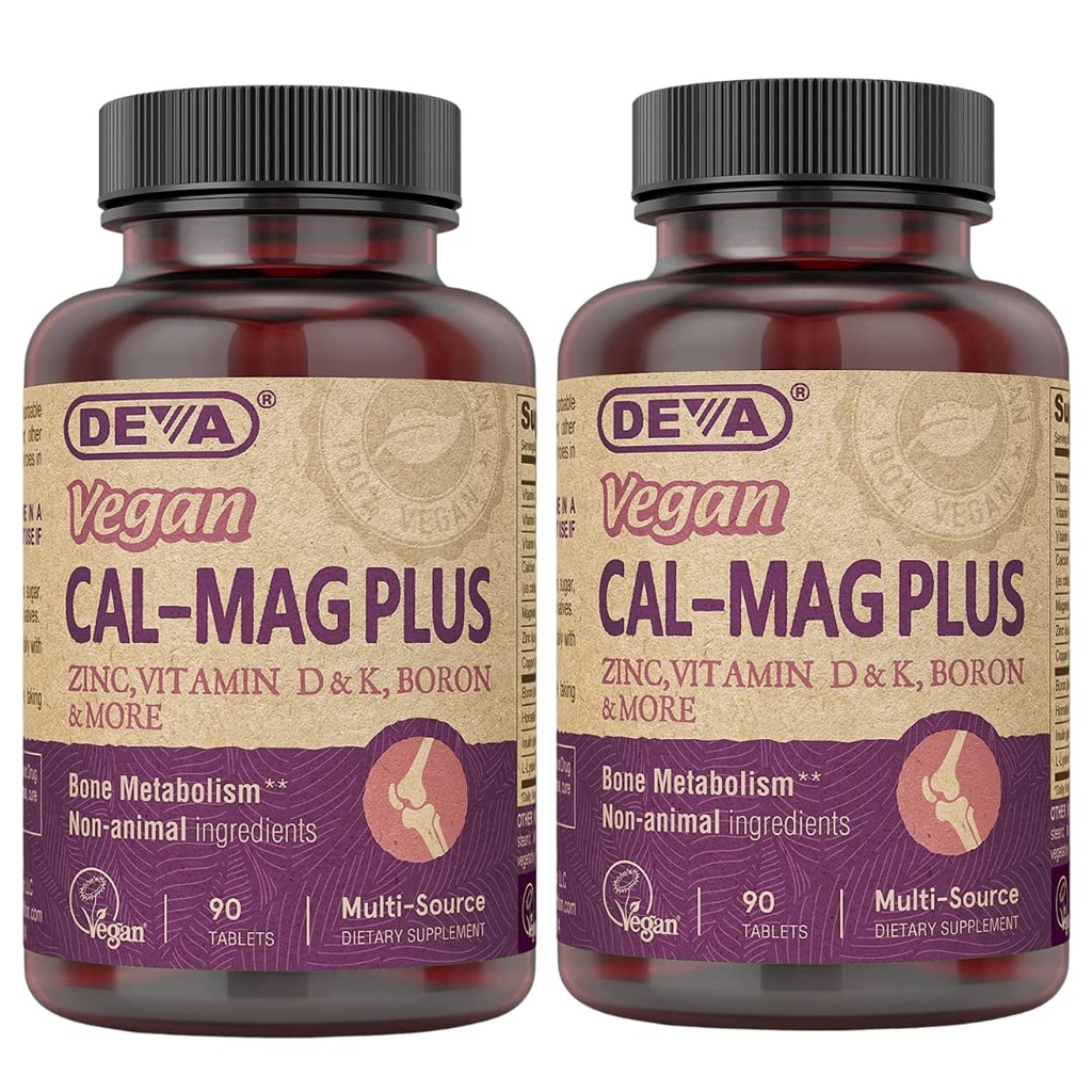 DEVA Vegan hořčík doplněk 2- balení, Plus zinek, vitaminy C, D & K, Boron, 90 tablet