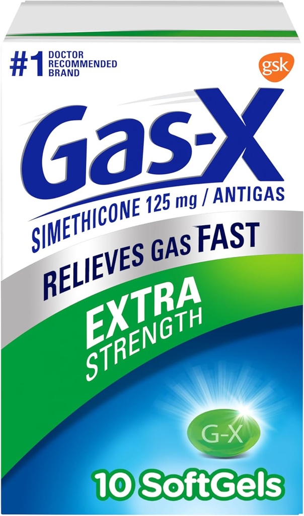 Gas- X Extra Silné plynové pojistky se Simethiconem 125 mg - 10 Počet
