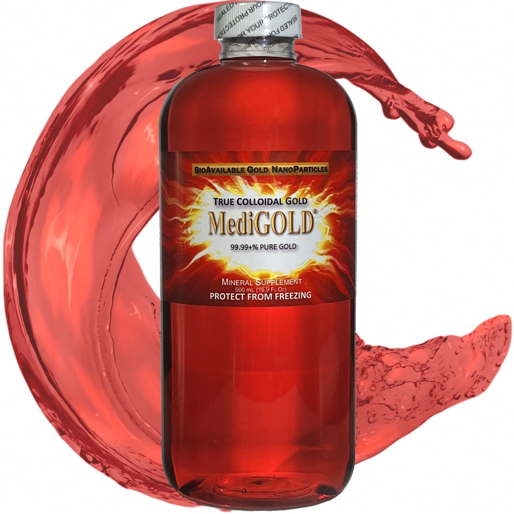 MediGOLD ® True Koloidní Gold AuNP Nutriční dodatek - 500 ml v čiré plastové lahvičce