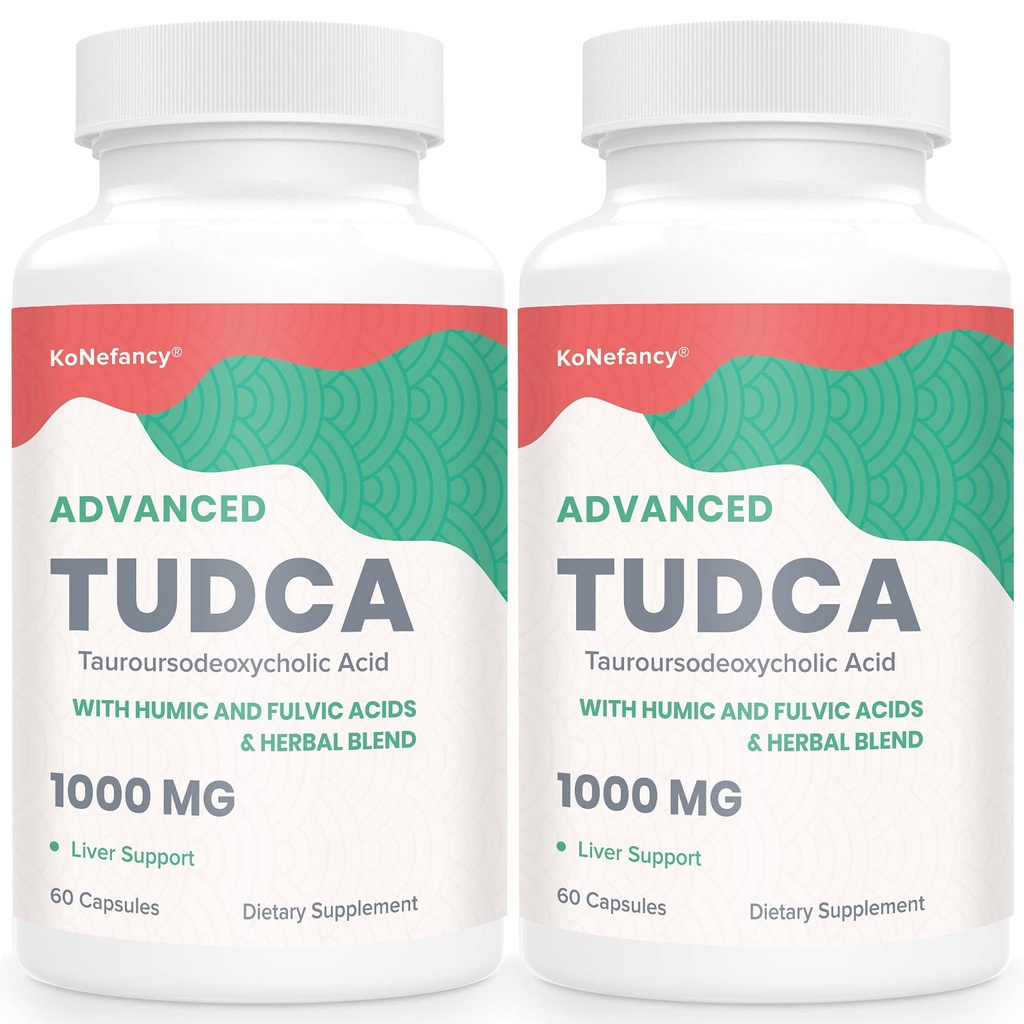 TUDCA Játra Doplňky 1000 mg -Bile Soli pro vyčištění jater Detox- Mléko Thistle Bylinné směsi s Fulvic a Humic Acid pro játra, stravitelné zdraví, 120 Vegan Kapsle