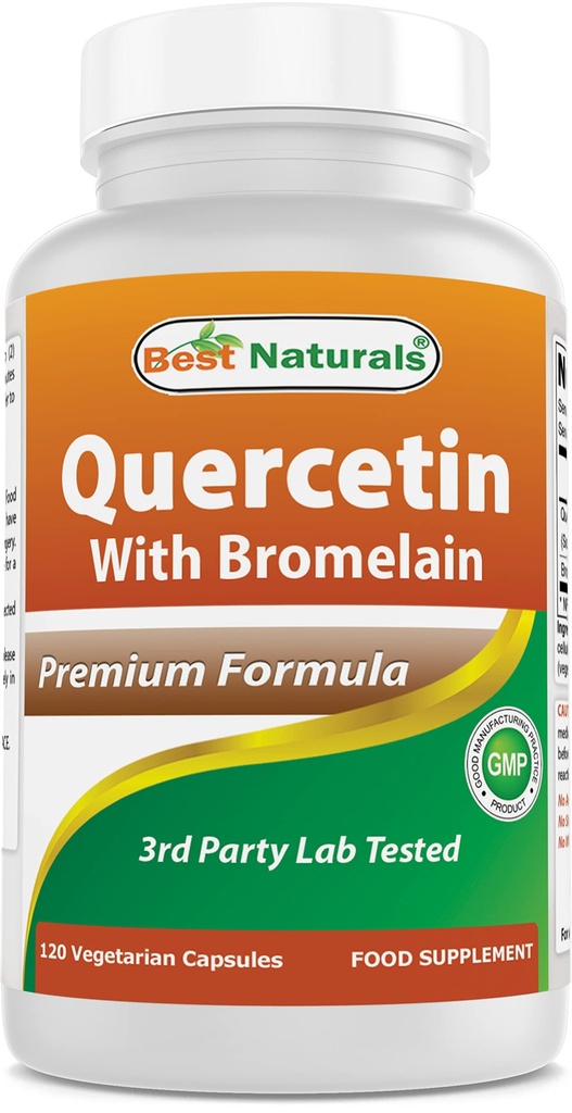 Nejlepší Naturals Quercetin s Bromelain Veggie Capsule - 800mg Quercetin & 165 mg Bromelain (2400 GDU / g), 120 Počet