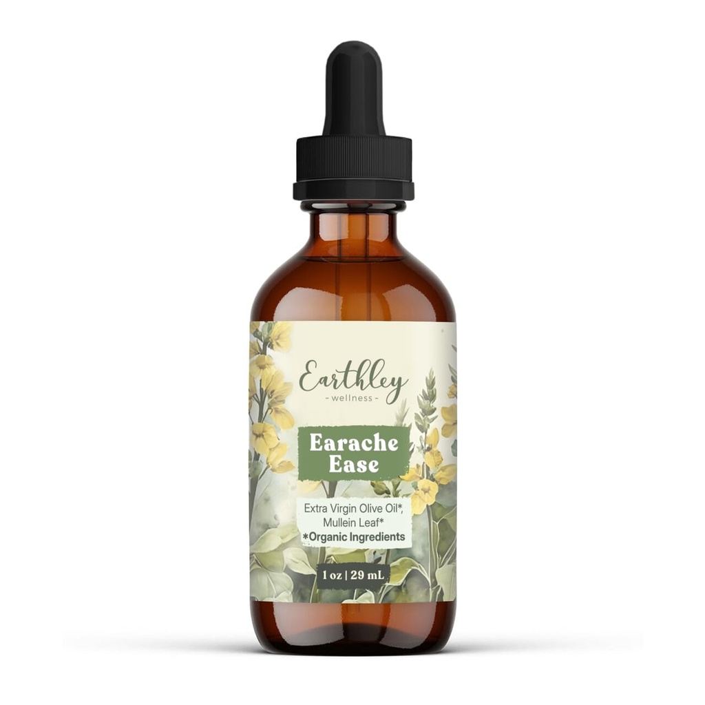Earthley Wellness Earche Ease, Certified Organic Ingredients, Mullein Leaf and Olive Oil, Packaging May Vars (1 oz)