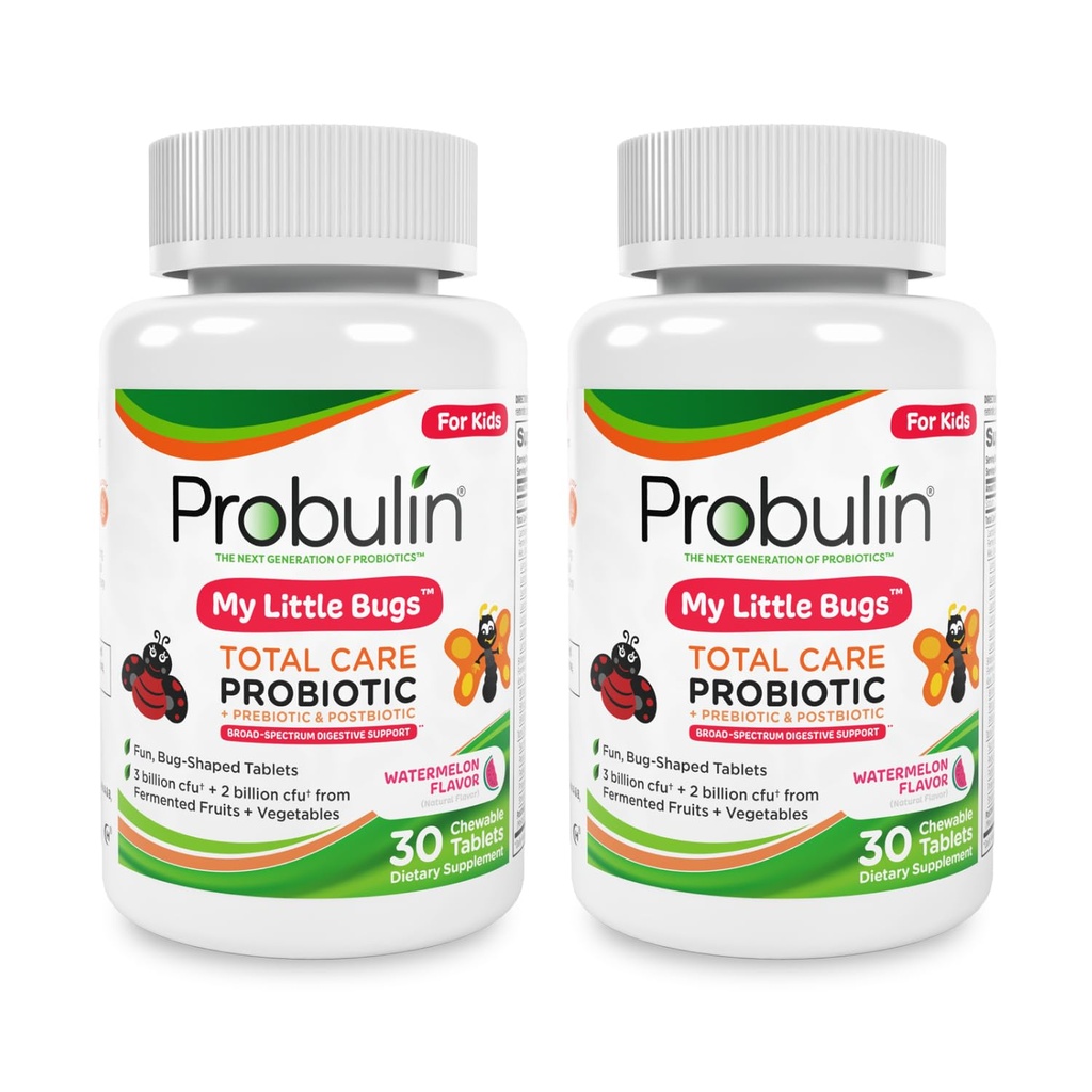 Probulin Total Care My Little Bugs Prebiotics, Probiotics & Postbiotics - 5 miliard CFU - 15 Strains - 30 Žvýkací tablety (Twin Pack)