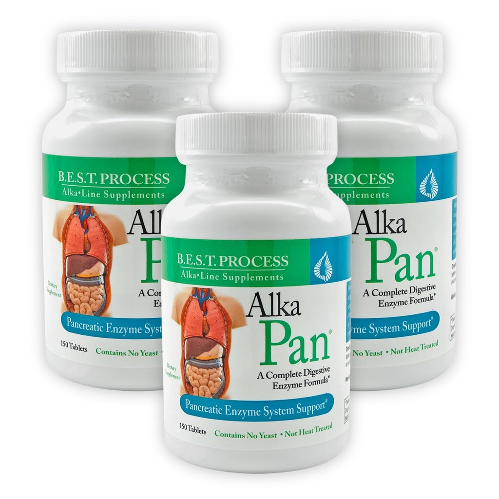 Alka • Pan (3 Pack) Nejlepší proces Alkalin - Přírodní doplněk trávicí - Pankreatické enzymy s antioxidant- bohaté Superfood & Digestive Byliny