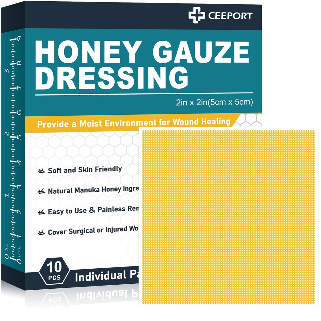Manuka Med Gáza zranění dressing 2 "x 2", 10 balení Manuka Med Wound Care Pads, lékařské třídy Med obvazy pro Wound Care, Med Patch pro rychlejší hojení z Burns, Abrasions, Cuts a Scalds
