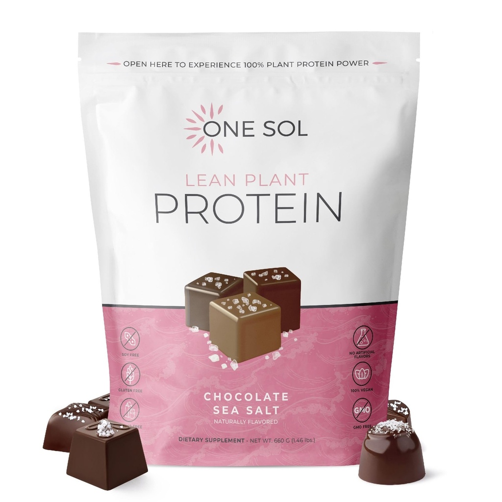Jeden Sol Lean Plant- Based Protein Powder, Pea & Brown Rice Protein, Low Carb, Vegan Friendly - Gluten, Laktóza, & Soy Free - No Add Sugar, Non- GMO, Clean Nutrition, No Floating (Čokoláda mořská sůl)