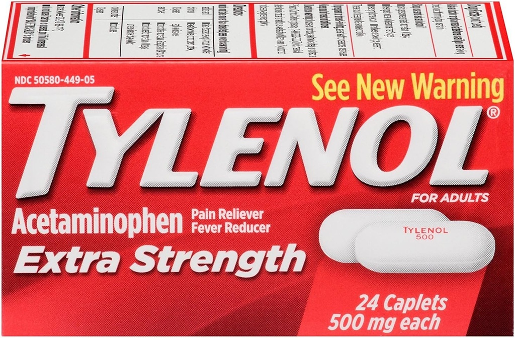TYLENOL Extra síla Acetaminophen 500 mg Kaplety 24 per