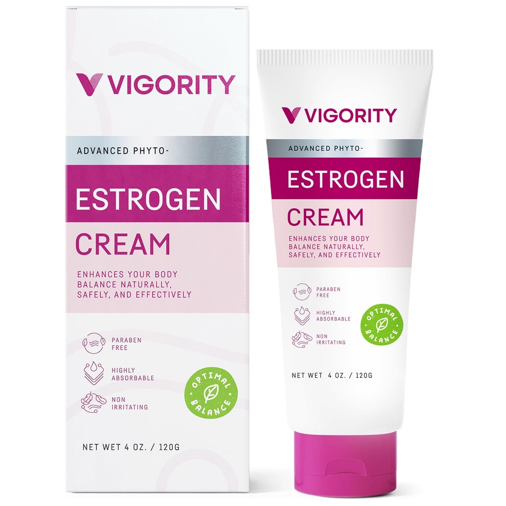 Estrogen krém pro ženy, přírodní bioidentické, horké záblesky Menopauza Relief, Estrogen krém s Wild Yam, Menstrual Cycle & Body Balance Support, Pomáhá snížit horké záblesky, Paraben- Free, Vegan, 3- Month Supply (4 Oz)