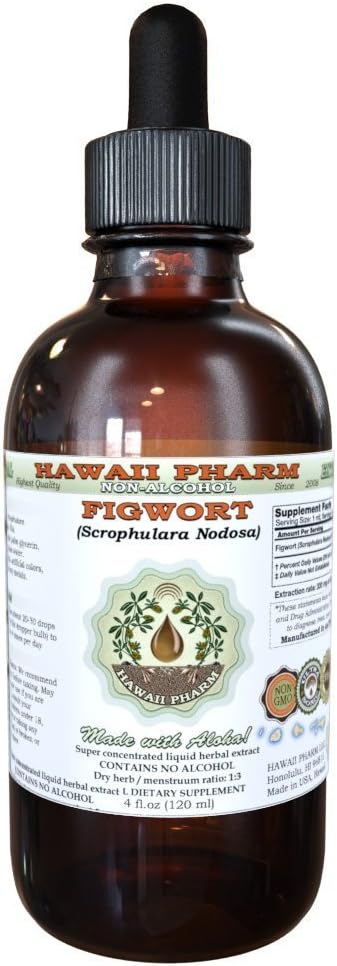 Figwort Alcohol- Free Liquid Extract, Organic Figwort (Scrophulara Nodosa) Sušený Herb Glycerite Hawaii Pharm Natural Herbal Dodatek 2 oz