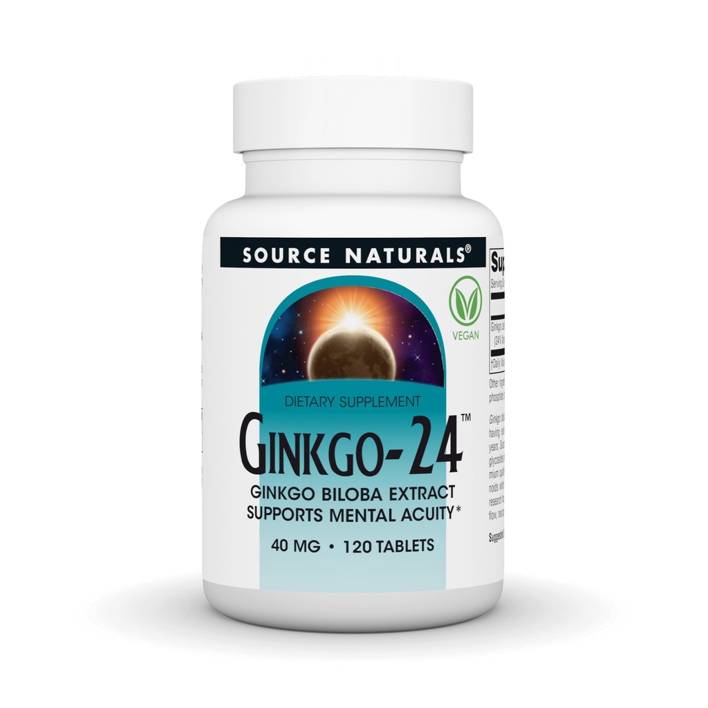 Zdroj Naturals Ginkgo-24 - Ginkgo Biloba Extract podporuje duševní ostrost * - 40 mg, 120 tablet