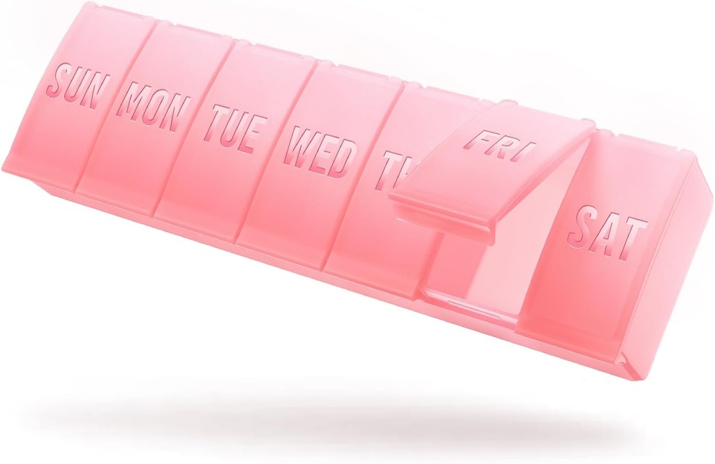 Barhon Velký Týdenní Pořadatel pilulek, Velký Vitamin Pořadatel Pouzdro na 7 dní, Cestovní medicína Pill Box držet různé doplňky a rybí olej, Sakura Pink