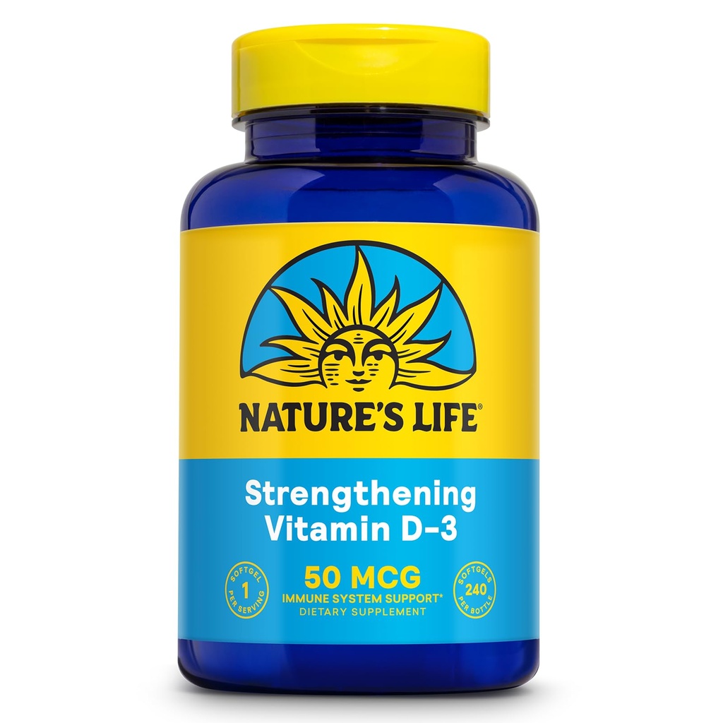 Nature 's Life Zesilening Vitamin D3 2000 IU (50 mcg) - Vitamin D - Kostní zdraví a imunitní podpora Dodatek - Easy- to- Swallow Softgels - 60- denní záruka, Laboratoř ověřena - 240 Servings, 240ct