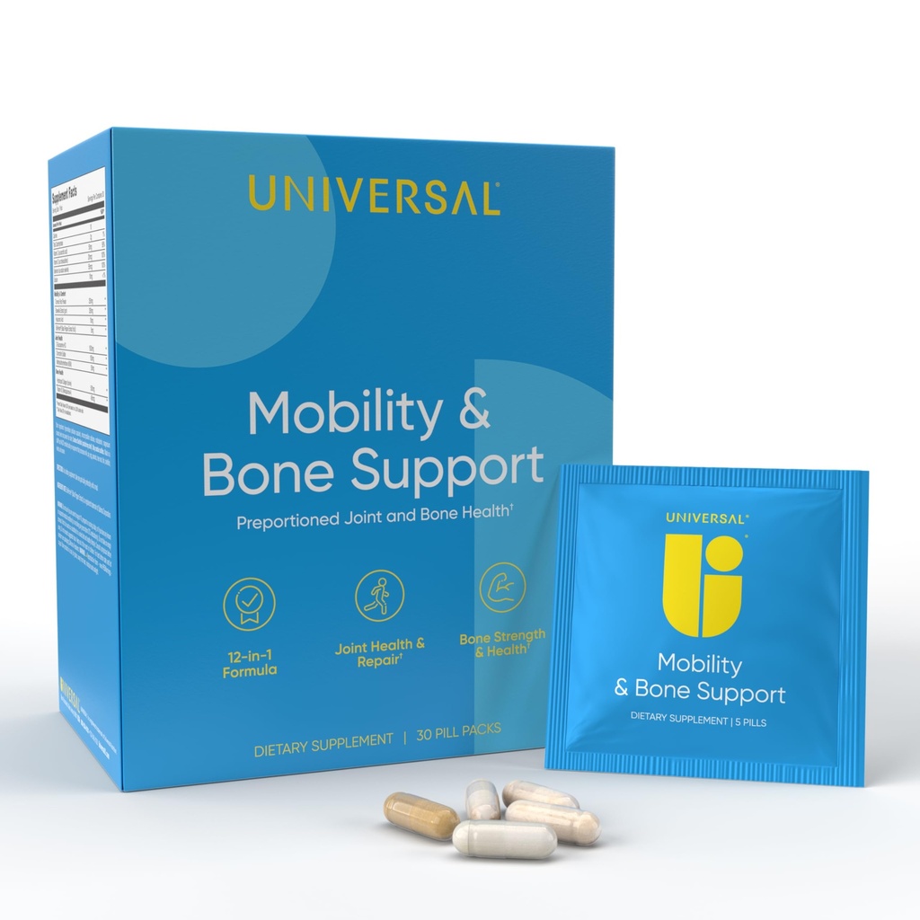 Mobilita & Kostní podpora Denní Multivitamin - 12- in-1 Koleno, Chrupavka, Ligament, Společný dodatek pro ženy a muže, Kolagen, Turmeric, Glucosamine Chondroitin MSM Kapsle - 30 Vitamin Balení