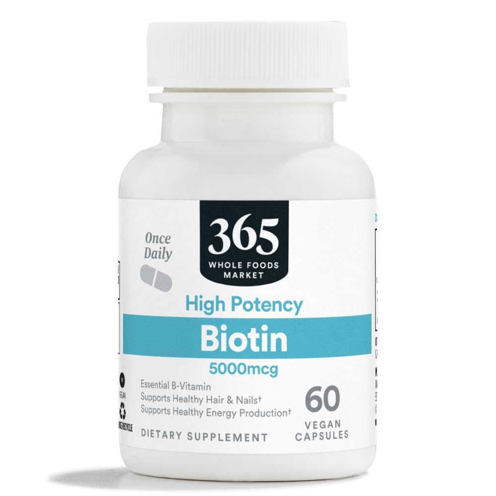365 od Whole Foods Market, High- Potency Biotin 5000mcg, Vegan, 60 Count