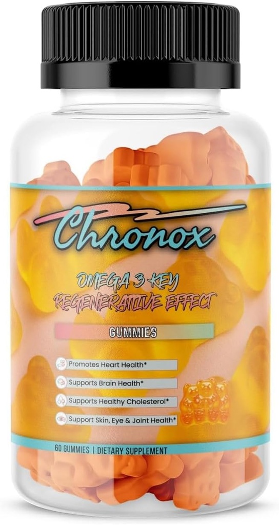 Chronox Orange Flavor Omega 3 Fish Oil Gummies pro dospělé - Delicious Chewable Omega 3 Supplement with Fish Oil - Pilulky Alternativní a Non-GMO Gummies for Daily Health - (60 Počet)