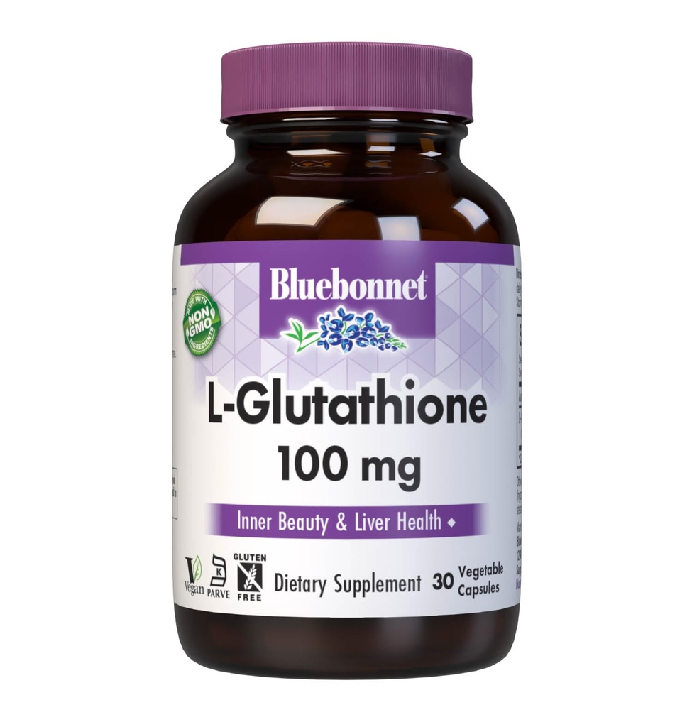 Bluebonnet Nutrition L- Glutathione 100mg, Free- Form Amino Acid, for Free Radical Protection, Soy- Free, Gluten- Free, Non- GMO, Kosher Certified, Vegan, 30 Zeleninové kapsle, 30 Služeb