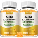 2 Pack acetyl L-karnitin dodatek, přírodní výživa dodatek pro zvýšení energie, imunita, Vegan, Orange Flavor, 120 Počet