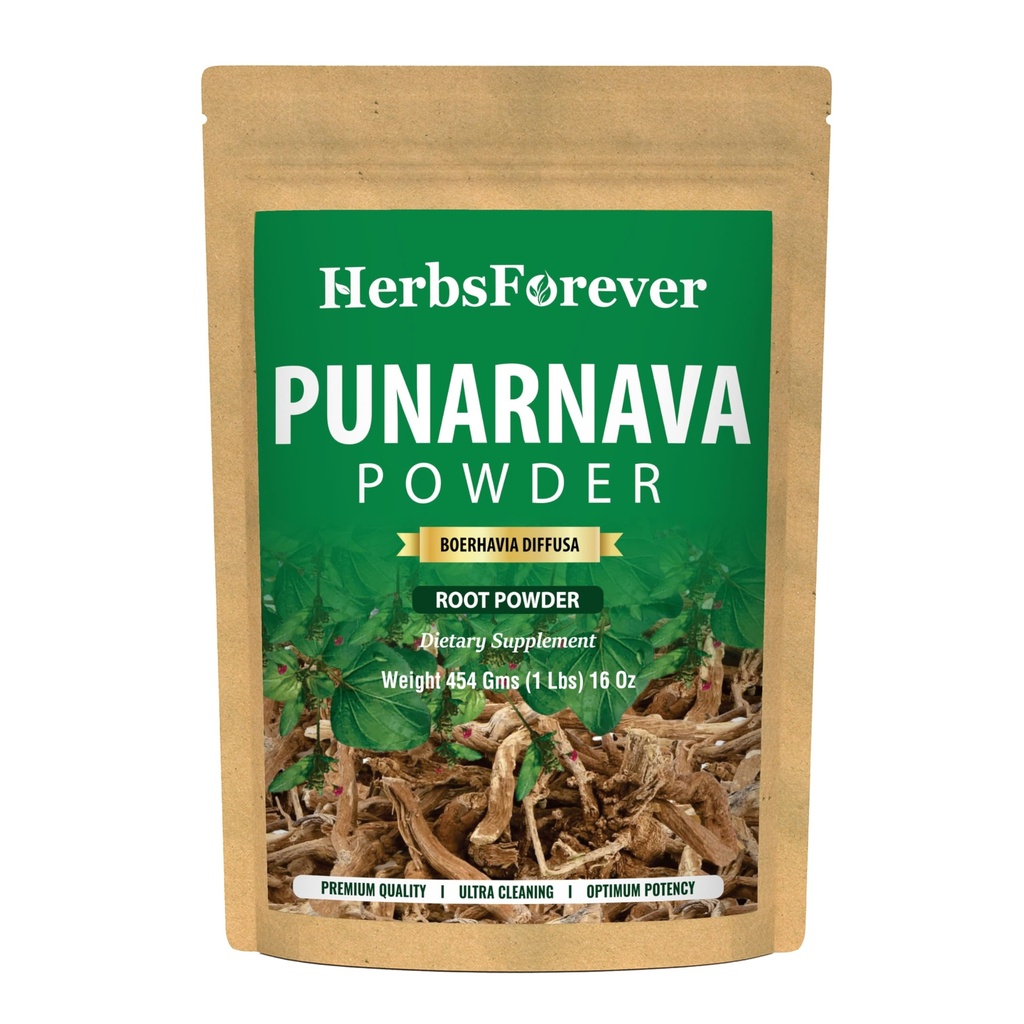 HerbsForever Punarnava Powder 124; Boerhaavia Diffusa 124; Ayurvedic Herbal Dodatek 124; Podporuje celkové Wellness 124; Non- GMO, Vegan 124; 454 GMS