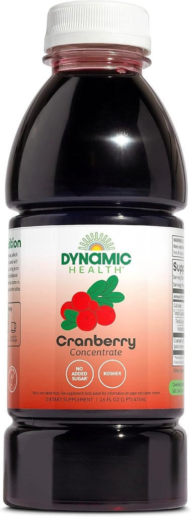 Dynamické zdraví Čisté brusinky Neslazené 100% Juice koncentrát, přírodní doplněk antioxidantu, žádné přísady, žádný přidaný cukr, žádné konzervace, 16 Služeb, 16oz