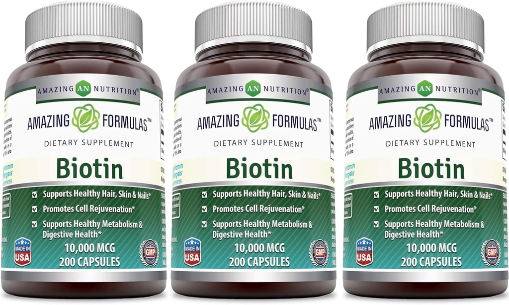 Amazing Nutrition Biotin 10.000 Mcg Dietní dodatek, 200 Kapsle (200 Kapsle (balení po 3))