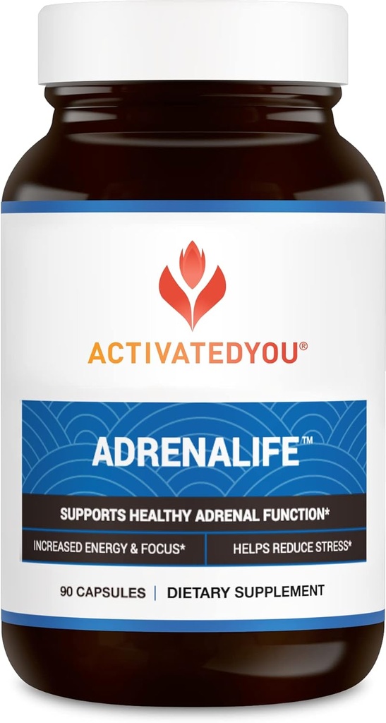ActivatedYOU AdrenaLife- Calmness and Relaxation Adrenal Support Supplementary for Stress Relief, Restful Sleep, and Focured Energy w / Magnesium, Vitamin B12, & Rhoddiola Rosea Extract (90 Kapsle)