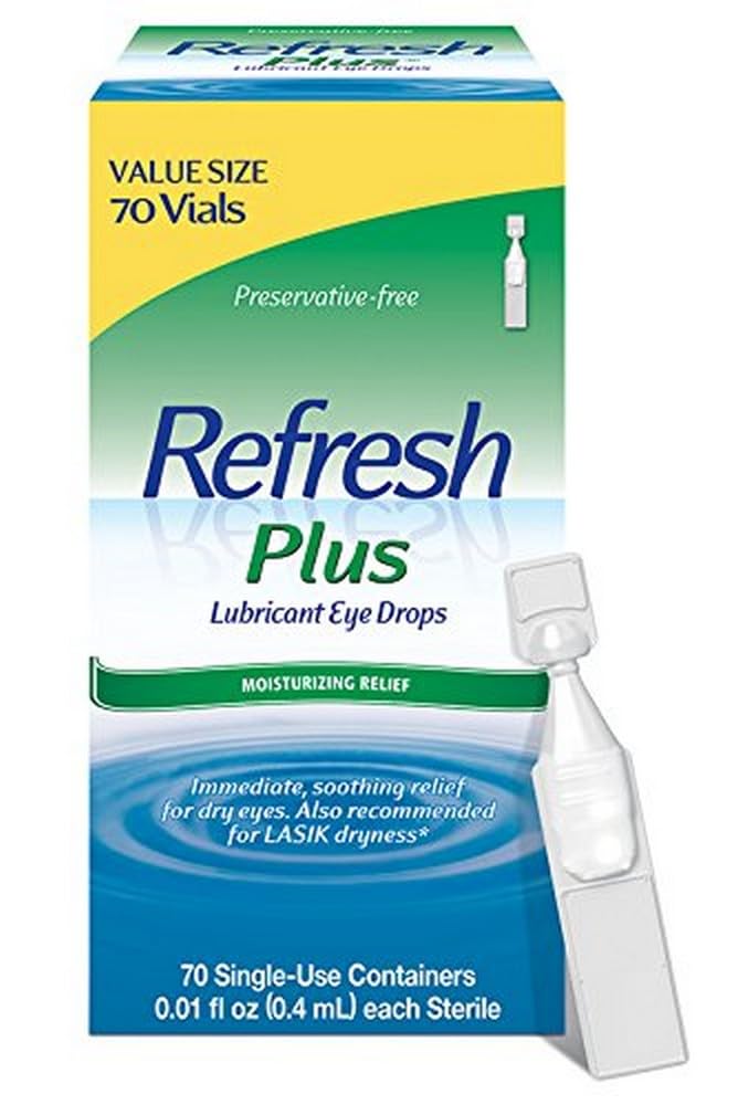 Refresh Plus Lubrikant Oční kapky pro suché oči, Preservative- Free, Velikost hodnoty, 0.01 Fl Oz Single-Use Containers, 70 Počet