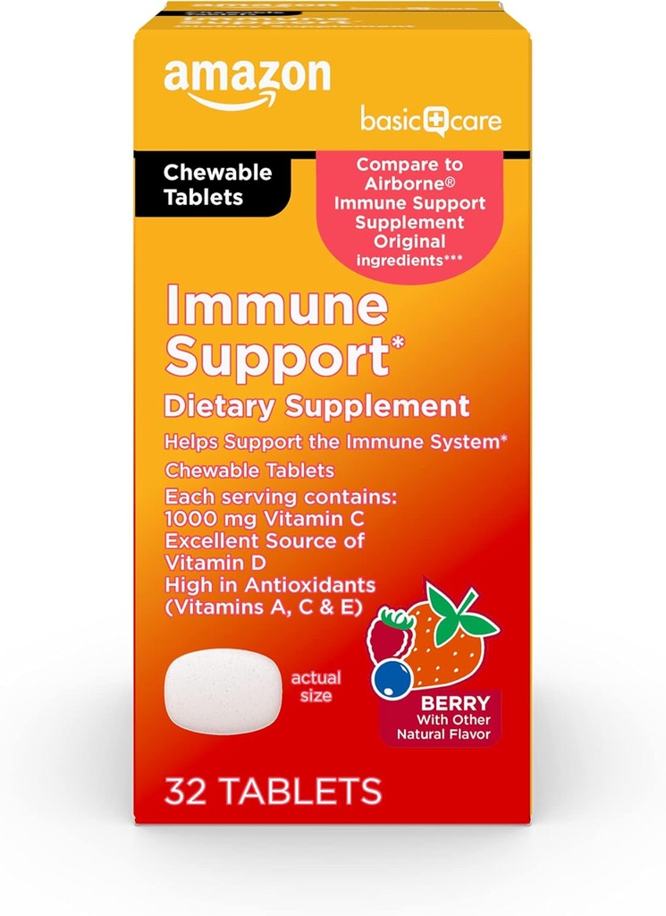 Základní péče - Imunitní Supplement, Berry Chew Tablety, vynikající zdroj tělesného-esenciálního slunečního záření Vitamin D, 32 Počet