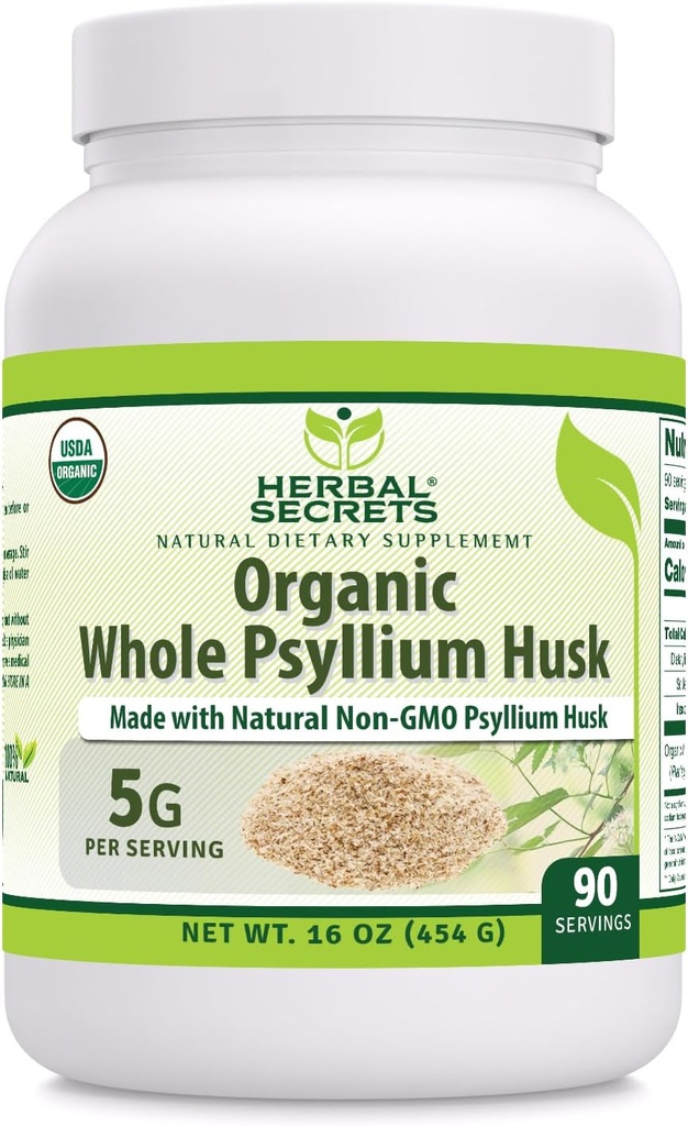 Bylinné tajemství Celý Psylium Husk Powder Dodatek 124; 5 Grams per Serving CLANE124; Non- GMO CLANE124; gluten- Free CLANE124; Made in USA (16 Oz, 1 balení)