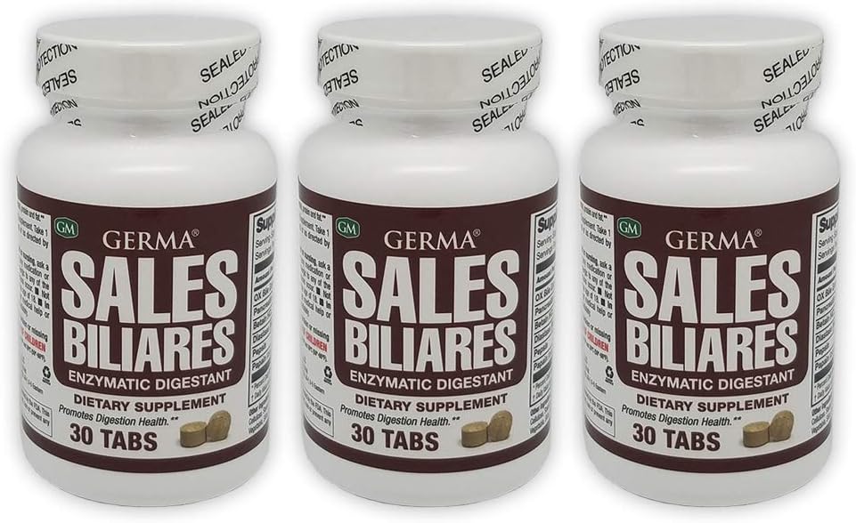 Germa Bile Solí přírodní dietní dodatek. Enzymatický Digestant. Podpory v Digenstion of Starch, Protein and Fat. 30 Tablet. Balení po 3 ks
