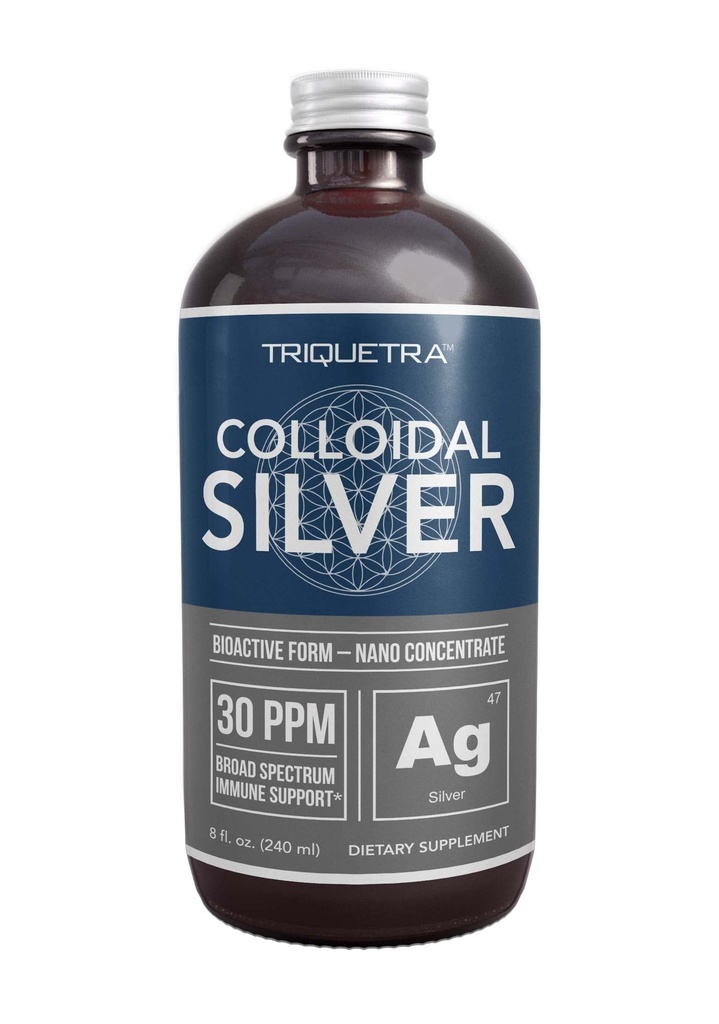 Bioaktivní koloidní stříbro - 8 oz, skleněná láhev, vegan, bezpečné dávky s nejvyšší účinností - Nano Ions, 30 PPM - Imunitní podpora (48 Služeb)