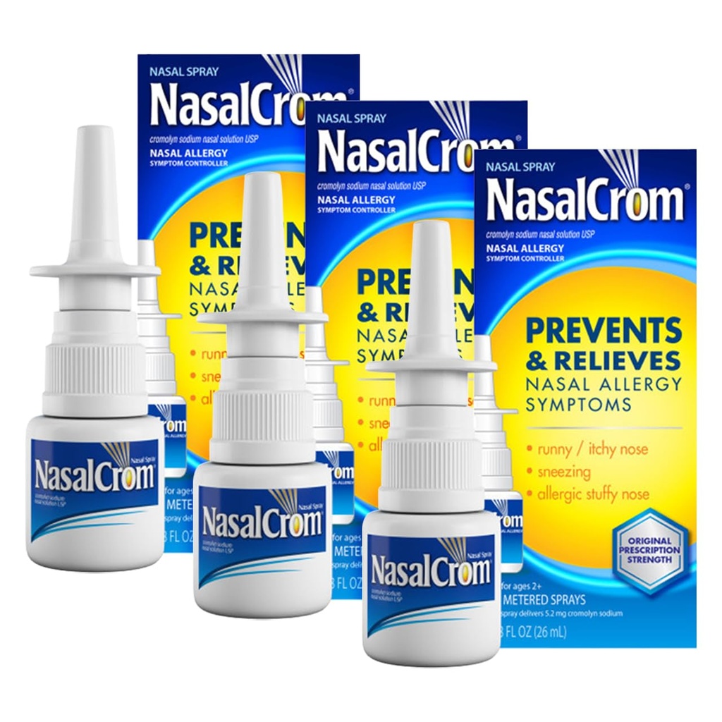 NasalCrom Nasal Spray Alergie Symptomy Controller CLAS124; 200 Sprays CLAS124; .88 FL OZ (3 Pack)