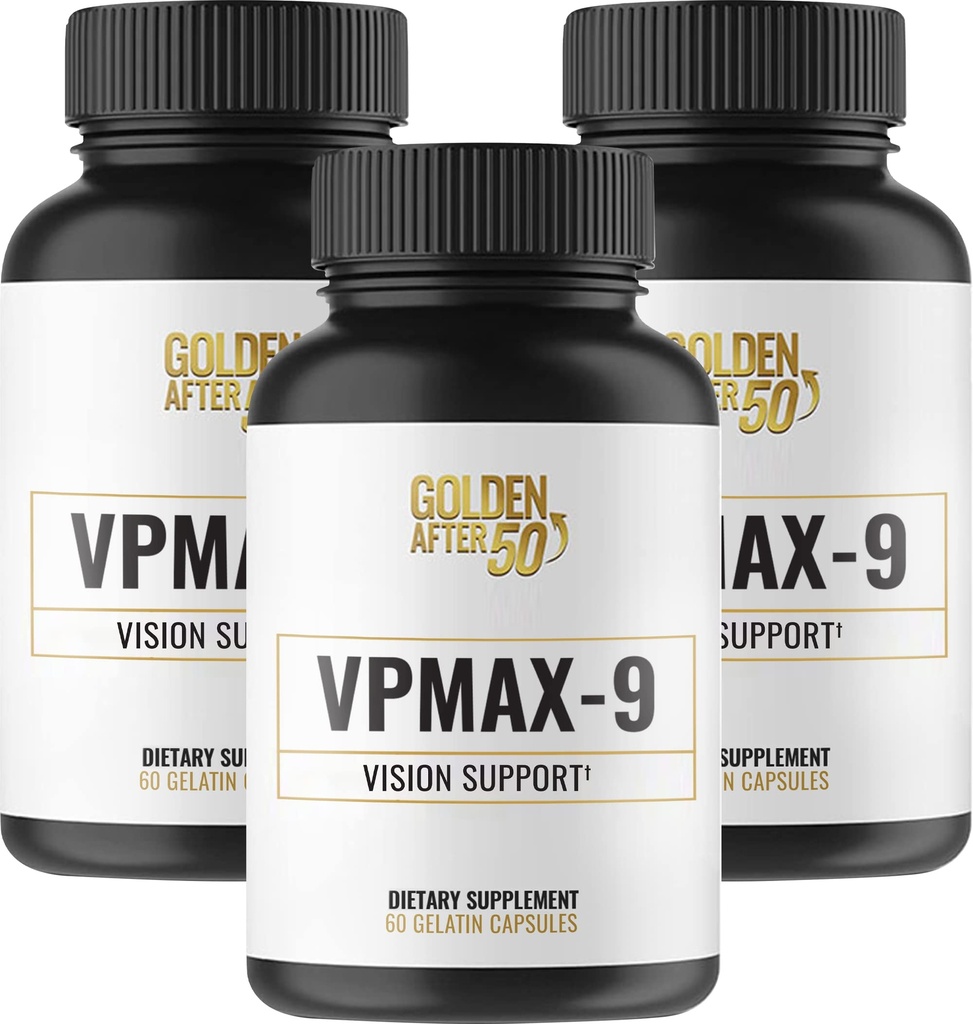 Golden After 50 VpMax-9 - Sight Care and Antioxidant Supplement with Eye Vitamins, Lutein, Lycopene and Bilberry Extract - 3 láhve