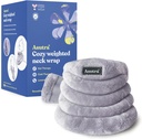 ASUTRA vážená náplň na krk, Plush Gray - Hands- Free Microwaveable Toping Pad for Neck and Shoulders, Hot and Cold Compress, Lavender Aromaterapie
