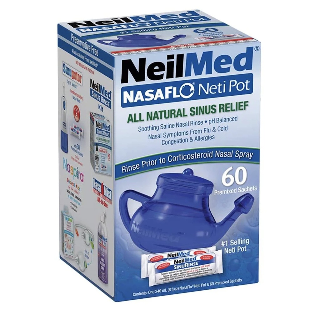 NeilMed NasaFlo Neti Pot s 60 Premixed Packets
