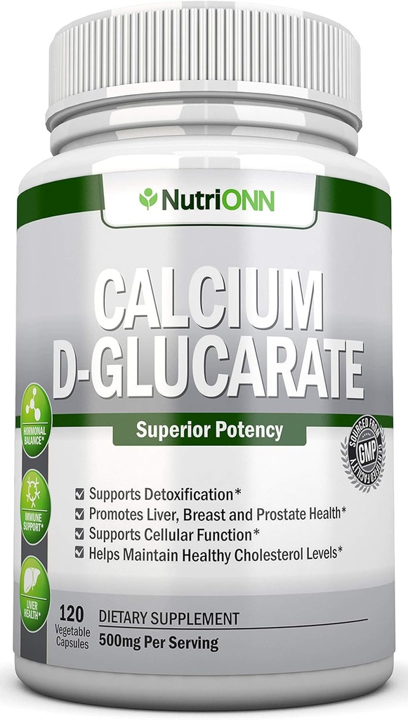 Vápník D- Glucarát - 500mg - 120 Rostlinné kapsle - Superior potence na podporu čištění procesů, Estrogen Metabolismus & Hormonální bilance - Pomáhá s prostatou, prsu a Colon zdraví