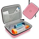 Hard Inhaler Spacer Case pro děti a dospělé, Asthma Inhaler Case s Mesh Pocket for Medicine and Other Compensions, Pink (Pouze pro tašky)