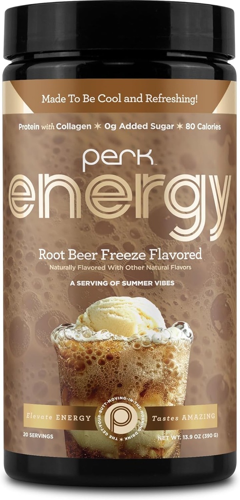Perk Energy Original Root Pivo Freeze Ochucené (20 Servings) - gluten Free, Soy Free a Peanut Free