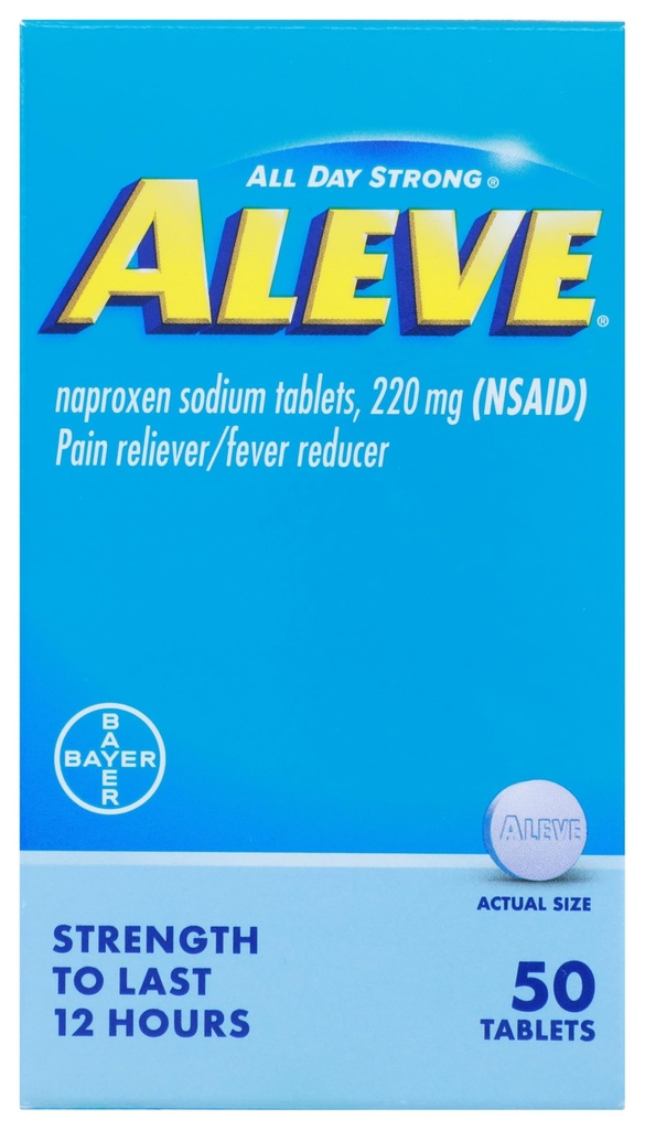 Aluve, Pain Reliever / Horečka Reducer 220 mg tablety, 50 Počet