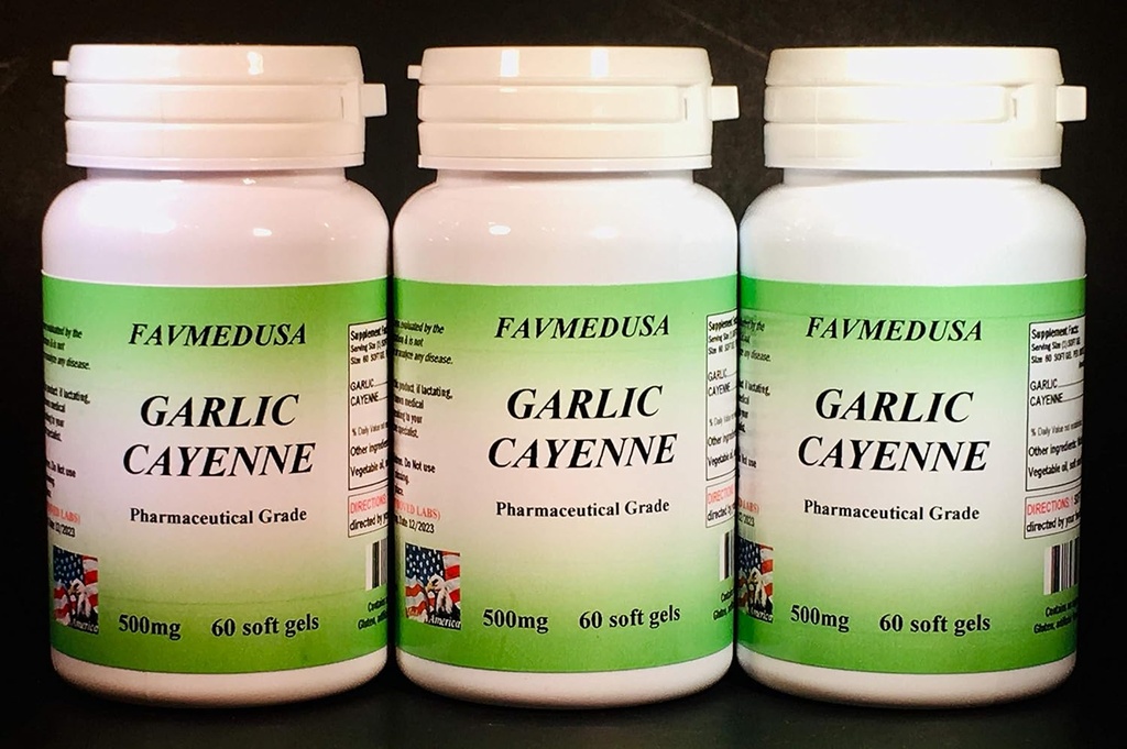 Česnek Cayenne, Made in USA - 180 (3x60) softgels