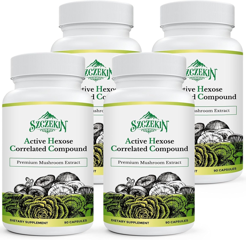 Active Hexose Související Compound 1500 mg dodatek, Natural 8 Houbový extrakt dodatek, imunitní systém, funkce jater, Natural Killer and T Cells Activity, 360 Veggie Kapsle