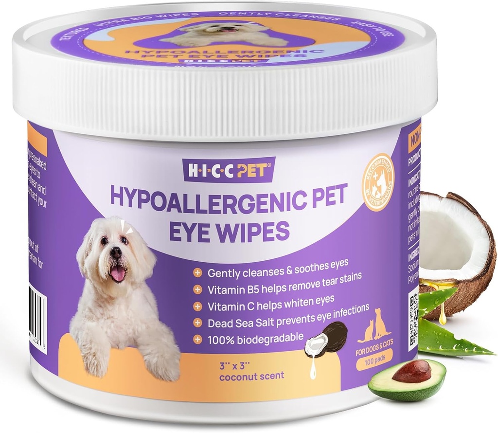 Mycí prostředky PET očí pro psy a kočky, Vet- Doporučené Psí oční infekce Léčba, Jemně odstraňte slznou skvrnu, debutiny, vypouštění - Hypoalergenní krém na mytí očí pro oči, vrásky, obličej - 100ks