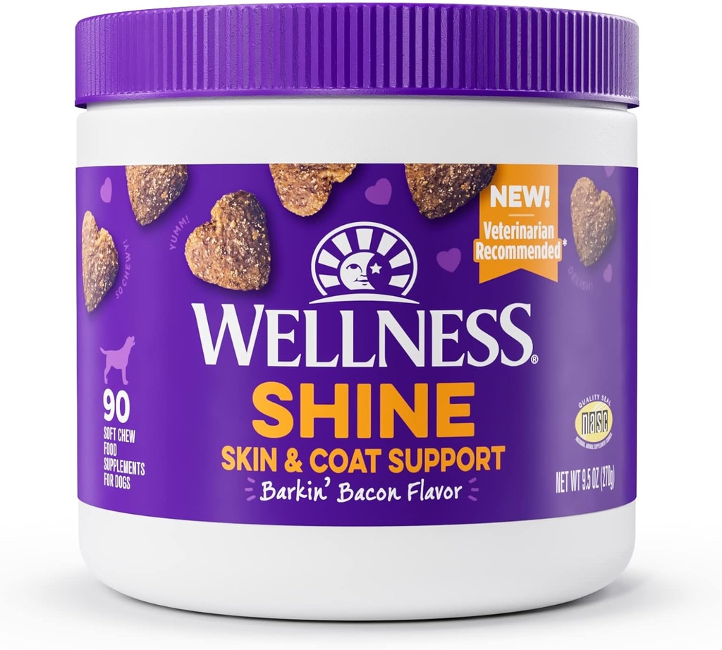Wellness Barkin 'Bacon ochucené měkké žvýkací kůže & coat doplňky pro psy, 90 Počet