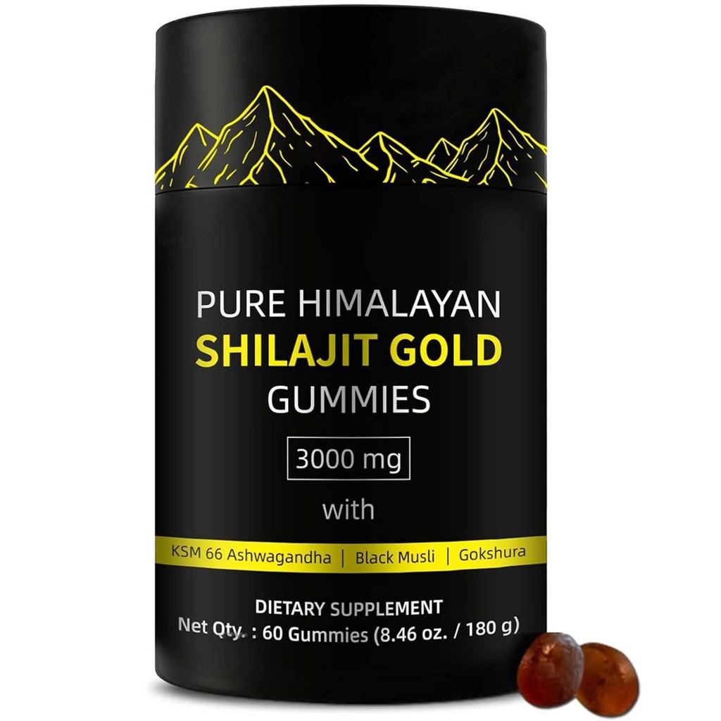 Shilajit Gummies CLAS124; Alpha Gummies for Men CLAS124; Lab Tested I No Add Sugar CLAS124; Ashwagandha, Gokshura CLAS124; Fulvic Acid & 85 + Trace Minerals for Men, Women CLAS124; Non-GMO CLAS124; 60 Gummy