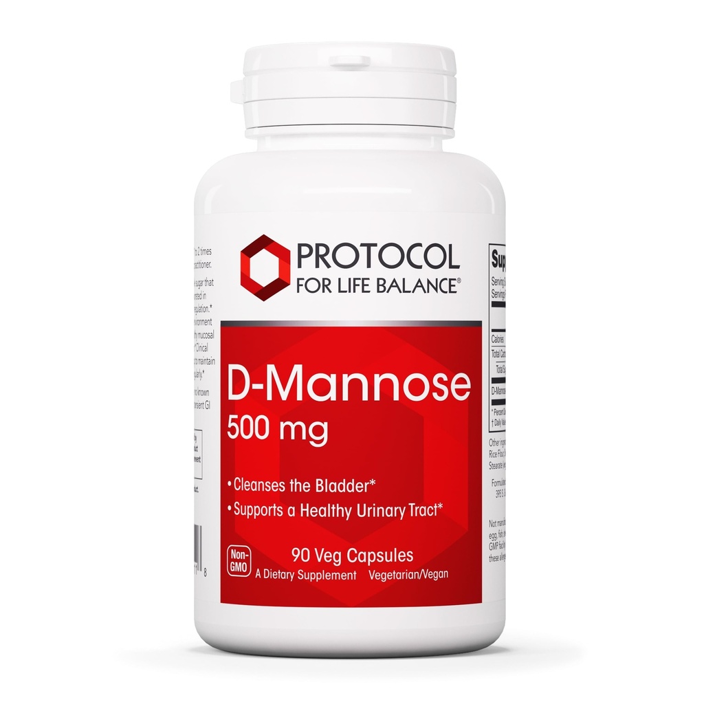 Protokol D- Mannose - 500 mg - Čistota močového měchýře - Podpora zdravého močového traktu * - pro muže a ženy - Kosher & Non- GMO - 90 Veg Kapsle