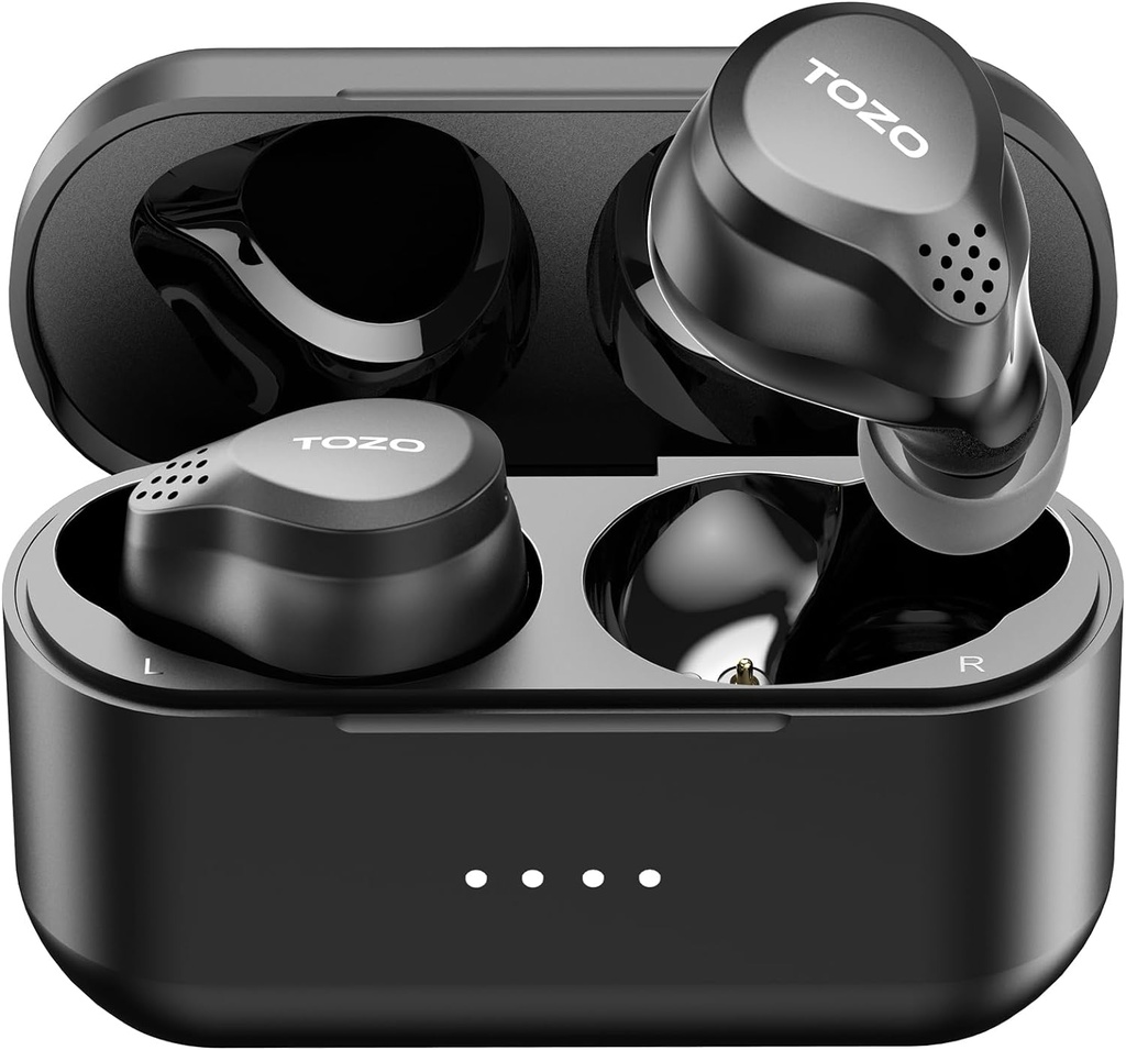TOZO New NC7 All- Function Hybrid Aktivní hluk Zrušení bezdrátových sluchátek, Bluetooth 5.3 Sluchátka s Ultra Long 72H Playtime, in- Ušní detekce, App přizpůsobení, Immersive Sound Deep Bass Headset