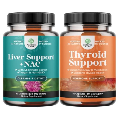 Svazek podpory jater NAC dodatek s Mlékem Thistle Extract, N Acetyl Cysteine a Artyčok, a Bylinné štítné žlázy Support Complex - Potenciální Kelp Jod pro rovnováhu hormonů - Mood & Energy