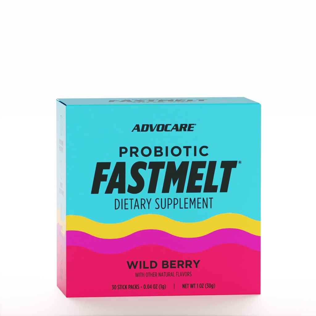 AdvoCare Probiotic Fastmelt - Premium Dietní dodatek pro Gut, imunitní systém a srdeční podporu * - Wild Berry, 30 Stick Packs